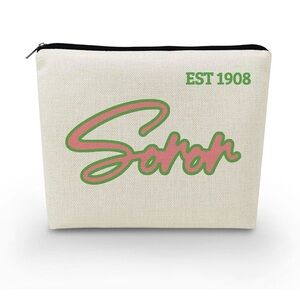 Sorority 1908 Presents Sisterhood Soror EST 1908 Canvas Makeup Bag